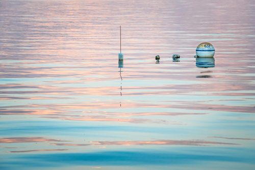 Maine coast photo - Ocean sunset photograph with buoys from Yarmouth, Maine.